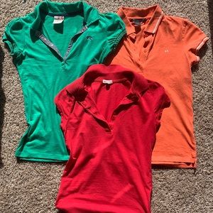 Three polo shirts Red, Orange, Green Size XS/S